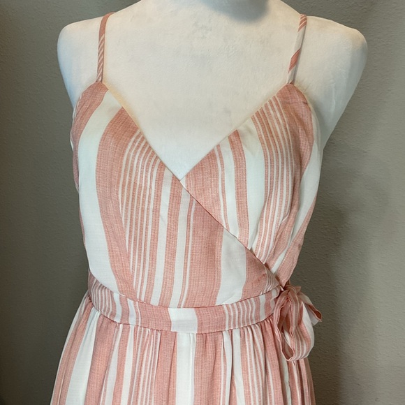 Harper Pink and Ivory Striped Wrap Dress - Picture 5 of 14